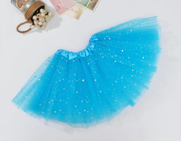 Fanno-Tutu Skirt for Kids with Bling Sequins 3 Layers Dance Party Dress Up Wear Aqua