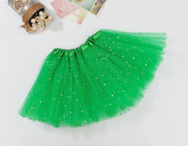 Fanno-Tutu Skirt for Kids with Bling Sequins 3 Layers Dance Party Dress Up Green