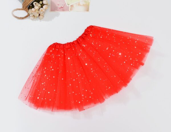 Fanno-Red Sequin Tulle Tutu Skirt for Kids Baby Girls Dance Party Dress Up Wear