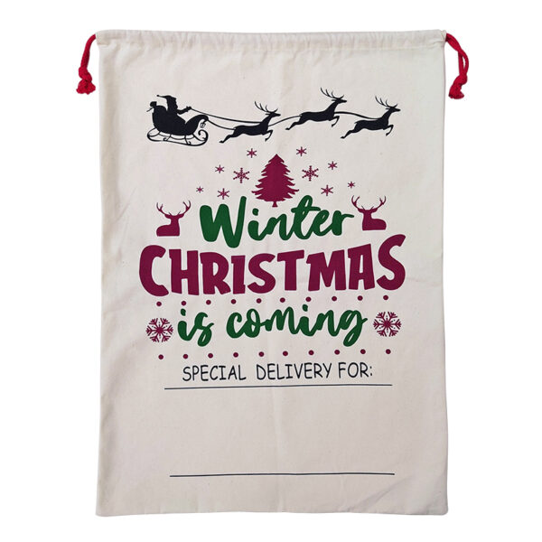 Fanno-Large Christmas Hessian Santa Sack for Kids Gifts Reusable Holiday Bag