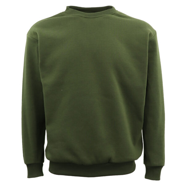 Fanno-Unisex Plain Pullover Fleece Jumper Long Sleeve Crew Neck Sweater Olive XL