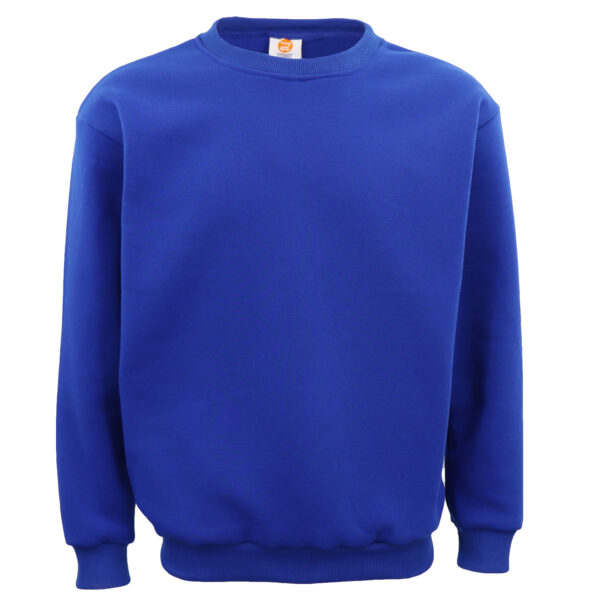 Fanno-Unisex Plain Pullover Fleece Jumper Long Sleeve Crew Neck Sweater Royal Blue 2XL