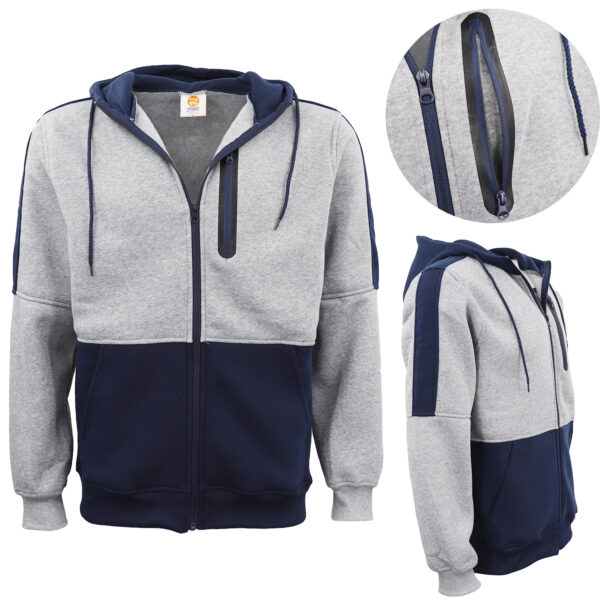 Fanno-Men's Unisex Adult Zip-Up Hoodie Jumper Lightweight Two-Tone Activewear Jacket