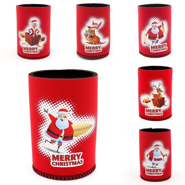 Fanno-Christmas Drink Can Coolers Set of 6 Fun Holiday Stubby Holders for Parties