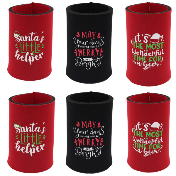 Fanno-Christmas Drink Can Coolers Set of 6 Fun Holiday Beverage Holders for Parties