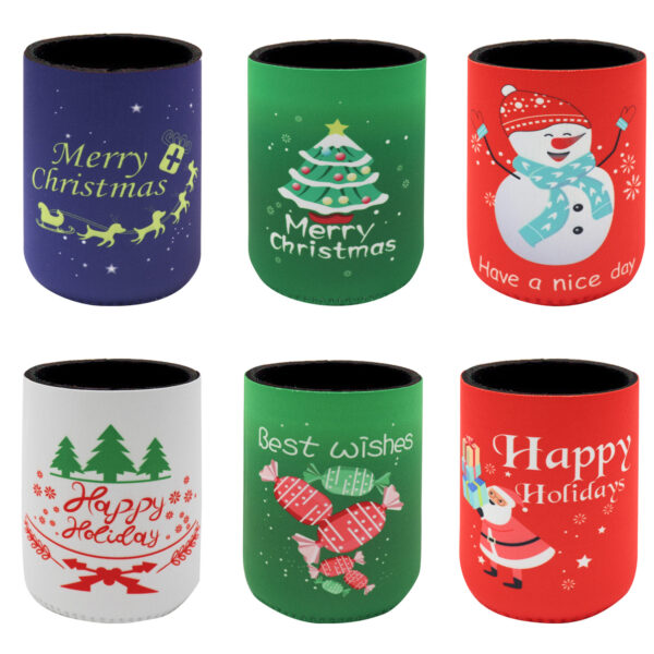 Fanno-Christmas Drink Can Coolers Set of 6 Fun Holiday Beverage Holders for Parties