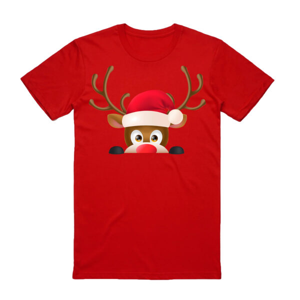 Fanno-100% Cotton Christmas T-shirt Unisex Holiday Tee Soft Breathable Santa Reindeer Design