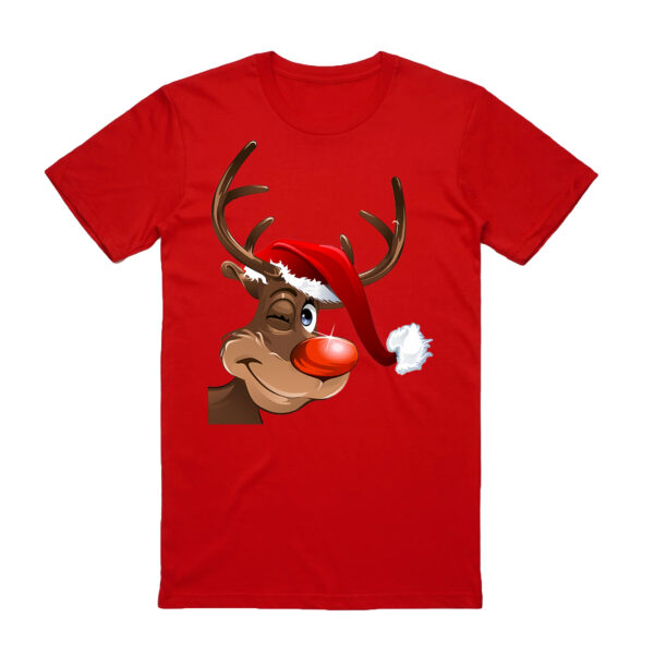 Fanno-100% Cotton Christmas T-shirt Unisex Funny Santa Reindeer Design Holiday Tee