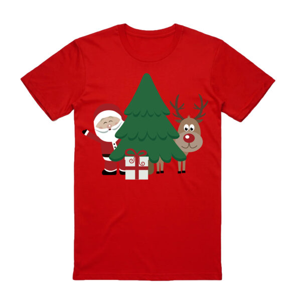 Fanno-100% Cotton Christmas T-shirt Unisex Funny Santa Design for Holiday Parties