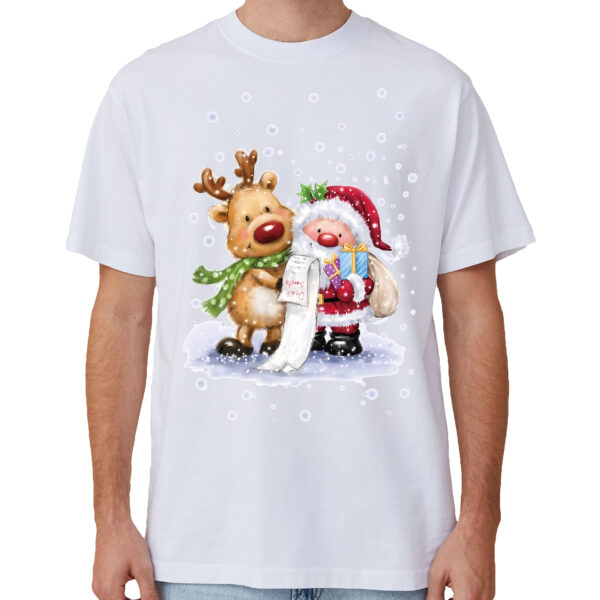 Fanno-100% Cotton Christmas T-shirt for Adults Unisex Funny Santa Holiday Tee