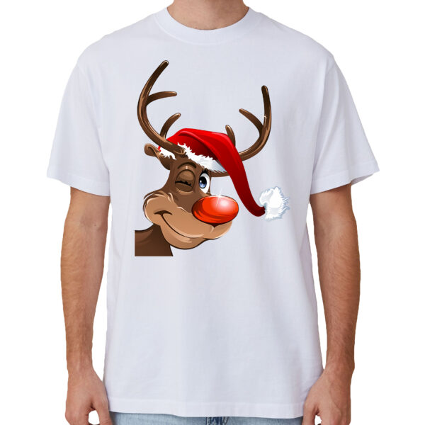 Fanno-100% Cotton Christmas T-shirt for Adults Unisex Funny Santa Reindeer Design