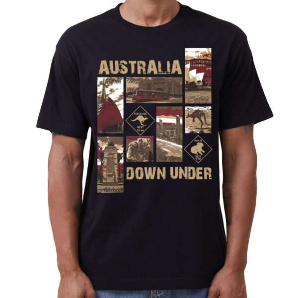 Fanno-Unisex Australia Down Under Souvenir T-Shirt Iconic Landmarks Wildlife Black M