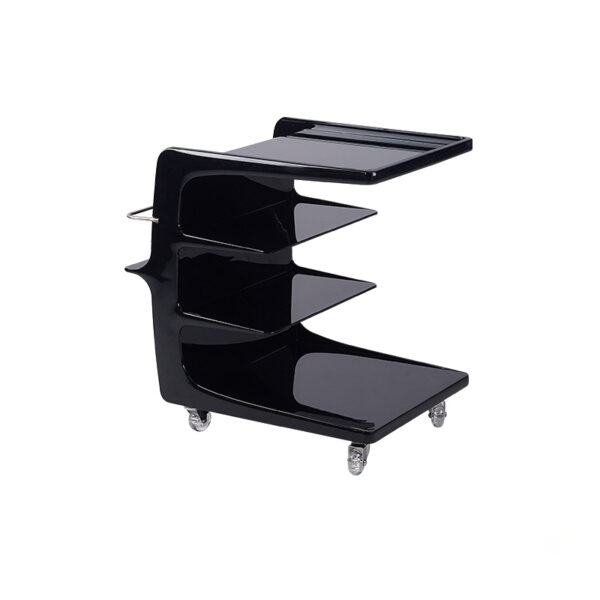 Fanno-Movable Side Table with 3 Shelves Modern Black Acrylic Furniture for Living Room