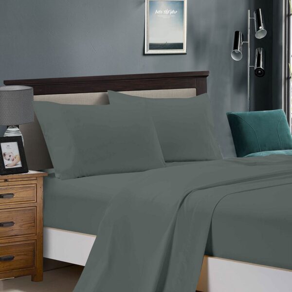 Fanno-Ultra Soft Microfibre Bed Sheet Set Stain Resistant All Season Comfort Charcoal