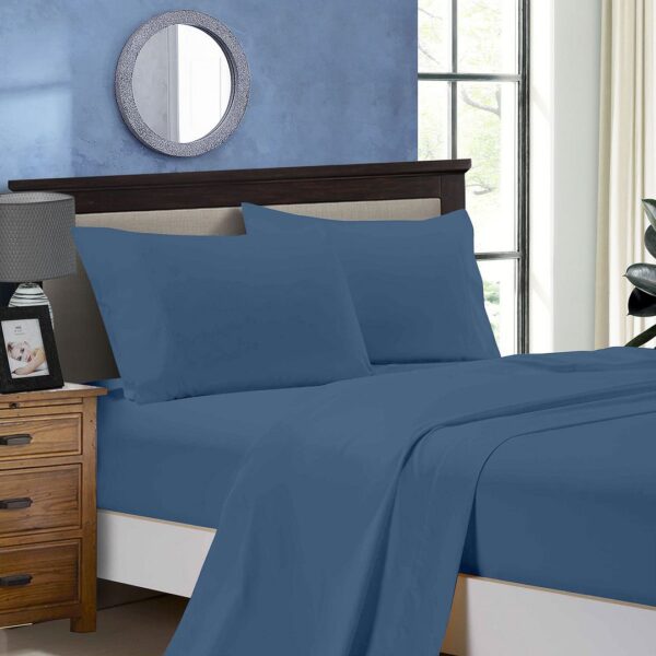 Fanno-Soft Microfibre Sheet Set for King Size Bed in Greyish Blue All-Season Comfort