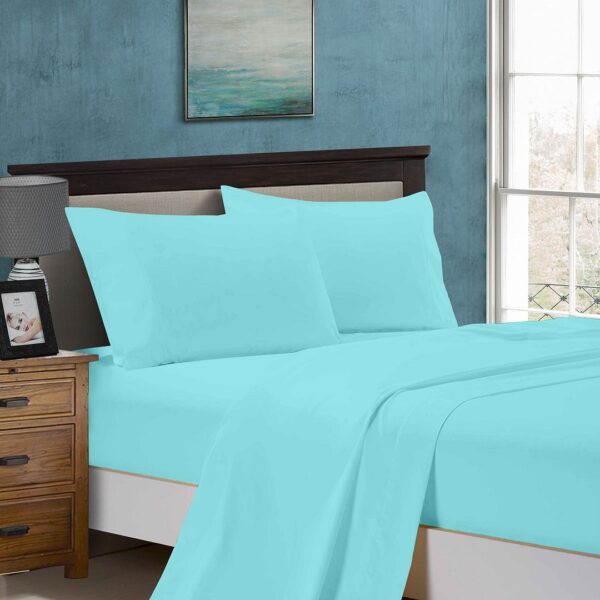 Fanno-Soft Microfibre Bed Sheet Set Stain Resistant All Season Comfort Aqua Color