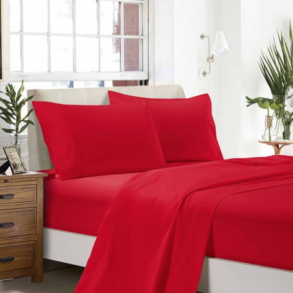 Fanno-Ultra Soft Microfibre Bed Sheet Set King Single Size Stain Resistant Red