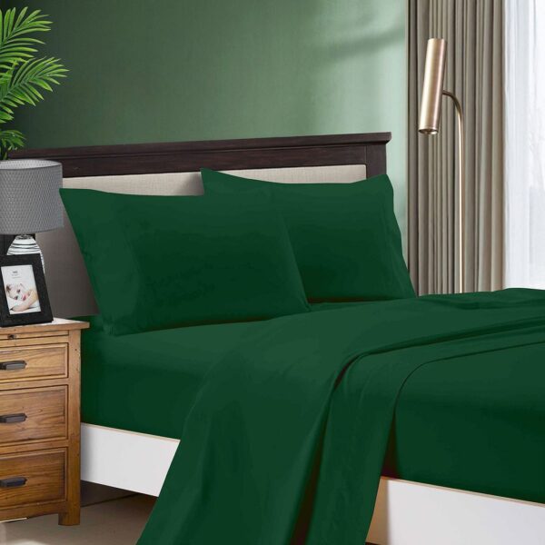 Fanno-Ultra Soft Microfibre Bed Sheet Set King Single Dark Green Stain Resistant