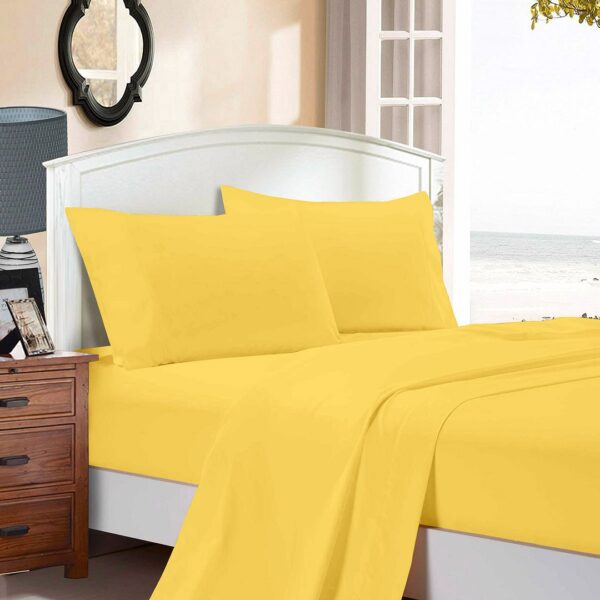 Fanno-Ultra Soft Microfibre Bed Sheet Set Stain Resistant All Season Comfort Yellow