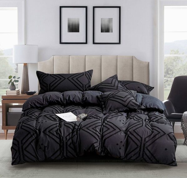 Fanno-Tufted Embroidery Duvet Cover Set Soft Microfibre Luxury Bedding for Bedroom