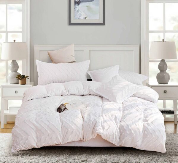 Fanno-Tufted Embroidery Duvet Cover Set Soft Microfibre Luxury Bedding for Bedroom