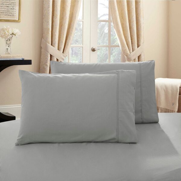 Fanno-King Size Pillowcase Set 2-Pack Ultra Soft Microfiber Wrinkle Resistant Grey