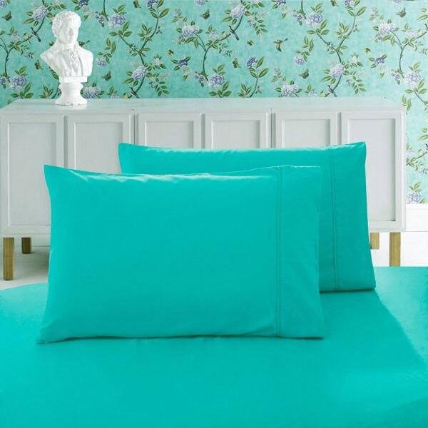 Fanno-King Size Pillowcase Set 2-Pack Ultra Soft Microfiber Wrinkle Resistant Teal