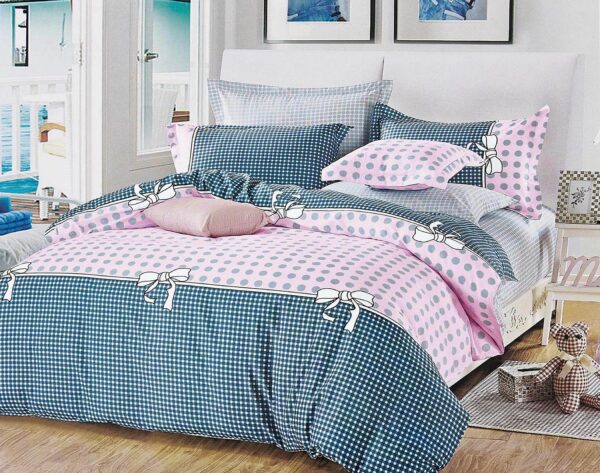 Fanno-Quilt Cover Set Double Size Pink Dots Elegant Design Soft Polyester Bedding