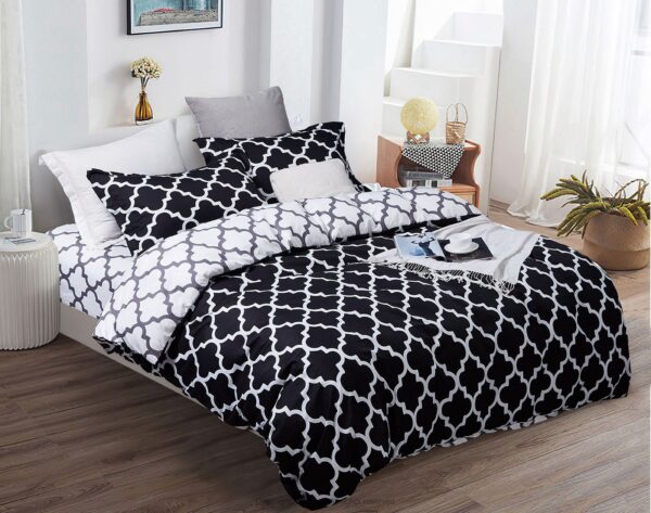 Fanno-King Size Quilt Cover Set Elegant Pattern Soft Polyester Easy Care Bedding