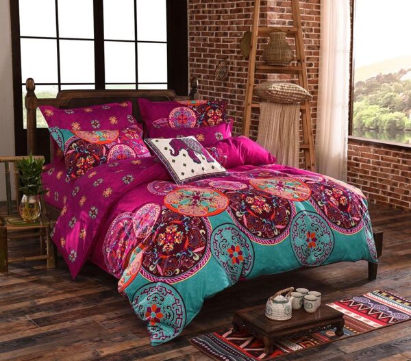 Fanno-Mandala Quilt Cover Set Queen Size Elegant Pattern Soft Polyester Bedding Set