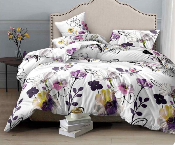 Fanno-Quilt Cover Set Queen Size Elegant Pattern Soft Polyester Bedding Set