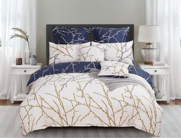 Fanno-Reversible Queen Size Quilt Cover Set Soft Polyester Aesthetic Bedding Beige