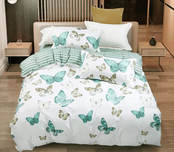 Fanno-Quilt Cover Set with Elegant Butterfly Pattern for Queen Size Bedding