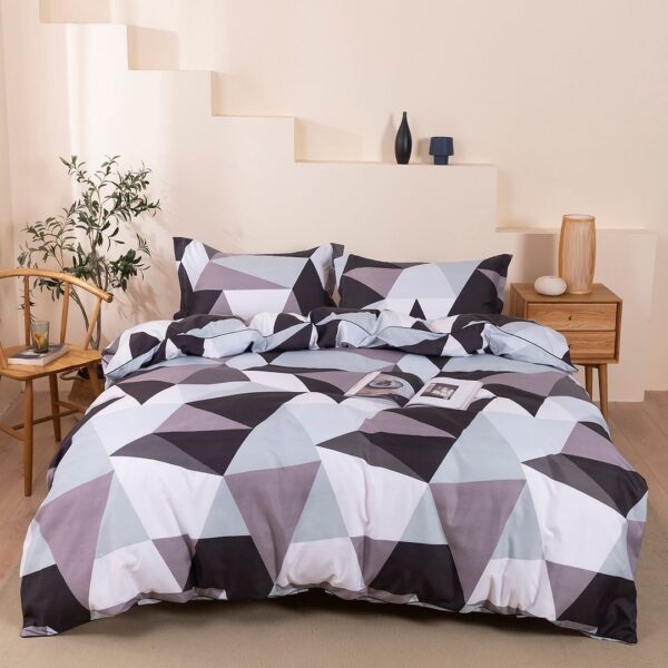 Fanno-Quilt Cover Set Queen Size Elegant Pattern Soft Polyester Easy Care Pillowcases