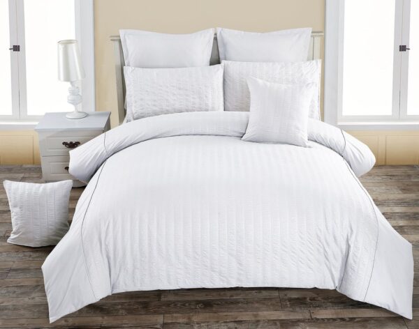 Fanno-Seersucker Quilt Cover Set with Pillowcases Soft Microfibre Neutral Color Options