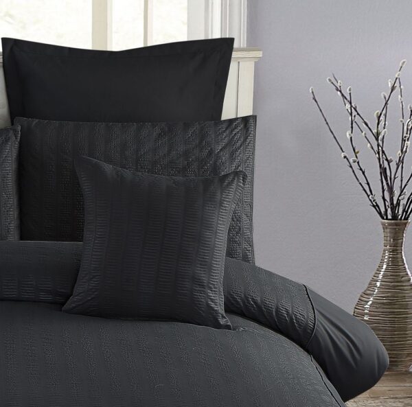 Fanno-Cushion Covers Set 45cm x 45cm Soft Microfibre Seersucker Home Decor 2 Pack Black