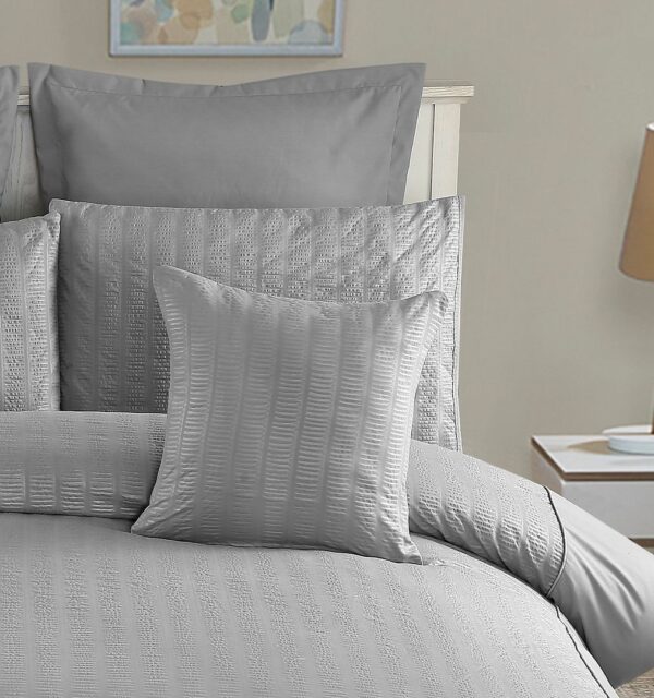 Fanno-Cushion Covers Set of 2 Soft Microfiber Seersucker 45cm x 45cm Grey Home Decor