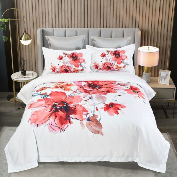 Fanno-Floral Quilt Cover Set for Bedroom Luxury Soft Polyester Elegant Design Queen Size