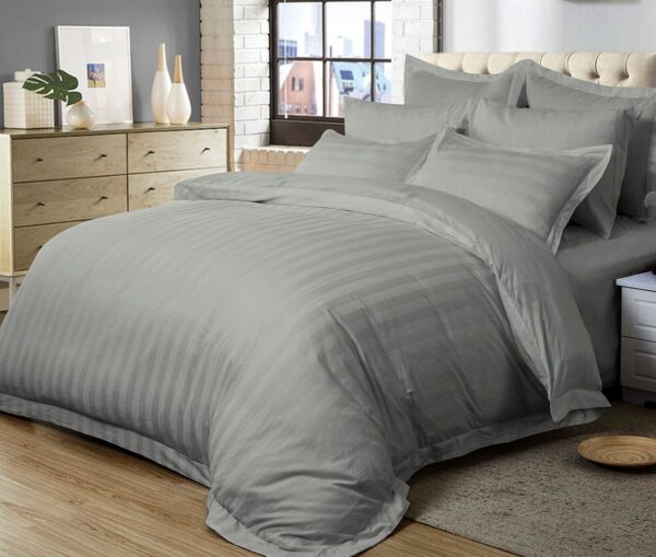 Fanno-Ultra Soft Striped Quilt Cover Set for King Size Bed in Grey Microfibre