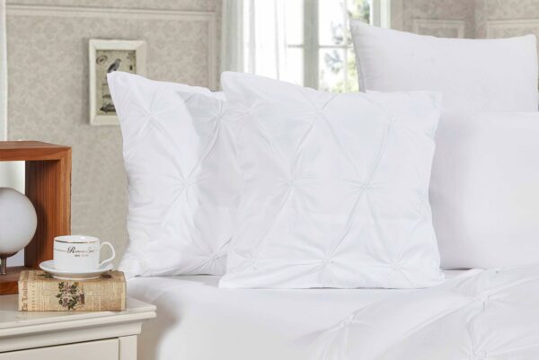 Fanno-Cushion Covers Set of 2 Soft Microfiber Diamond Pintuck Home Decor White