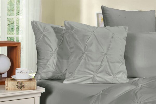 Fanno-Cushion Covers Set of 2 Ultra Soft Microfiber Diamond Pintuck Home Decor Grey