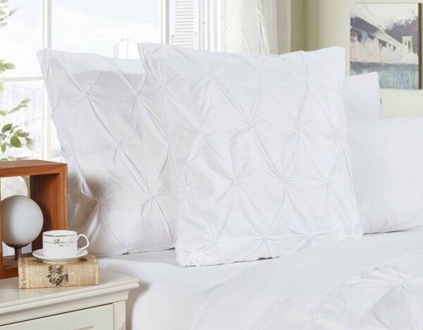 Fanno-European Pillowcase Set 2-Pack Ultra Soft Microfiber Diamond Design White