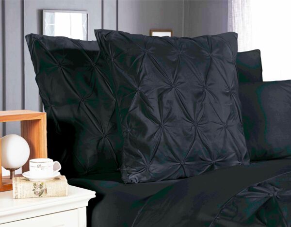 Fanno-European Pillowcase Set 2-Pack Ultra Soft Microfiber Diamond Design Black