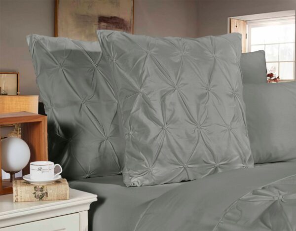 Fanno-European Pillowcase Set 2-Pack Ultra Soft Microfiber Diamond Design Grey