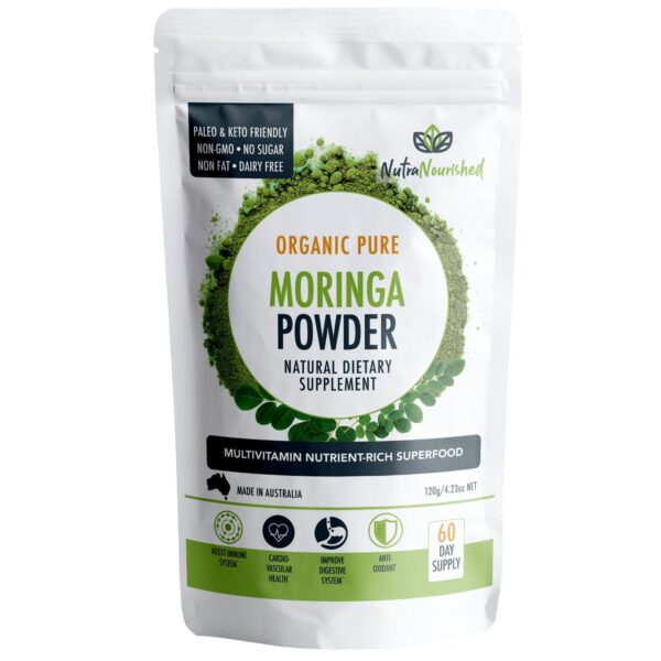 Fanno-Organic Moringa Leaf Powder 120g Pure Natural Superfood for Immune and Digestive Health