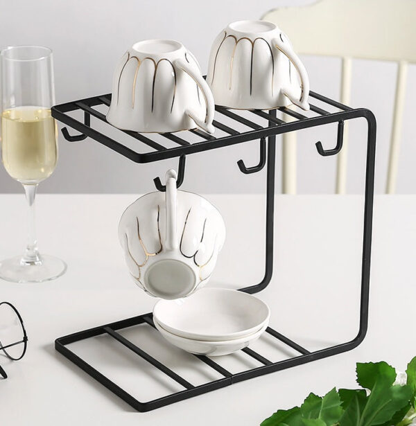 Fanno-Mug Cup Holder Rack Stand for Kitchen Countertop Drying Organizer Black White