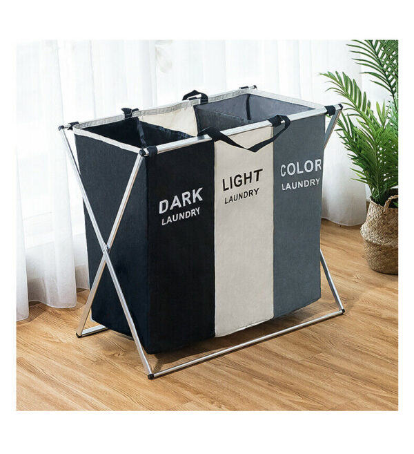 Fanno-Foldable Divisional Storage Laundry Basket with Removable Bag and Modern Design