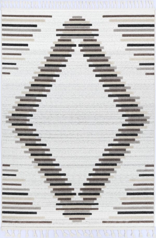 Fanno-Polypropylene Area Rug 160x230 Geometric Design Neutral Tones for Easy Cleaning