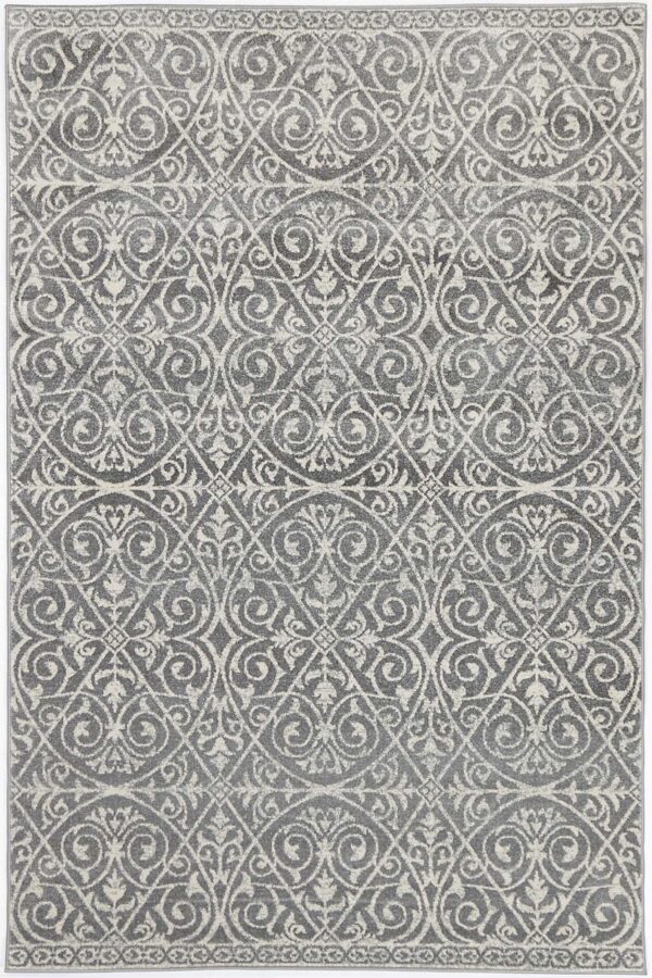 Fanno-Transitional Delicate Grey Ivory Area Rug 160x230 Modern Vintage Design Easy Care