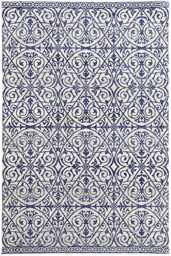 Fanno-Transitional Delicate Blue Ivory Area Rug 160x230 Modern Vintage Design Easy Care